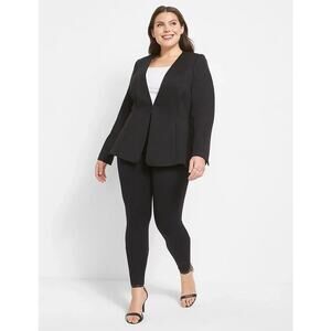 Lane Bryant NWT Black Peplum Ponte Blazer Collarless Size 18 Work Career